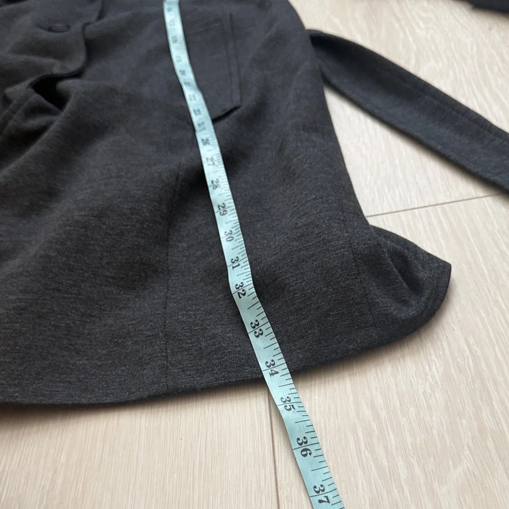 Ann Taylor Charcoal and Black Petite Belted Coat Jacket - Picture 7 of 8